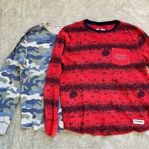 Gap Kids Set of 2 Long Sleeve Thermal Tops Red Star Wars & Blue Camo Size XL
